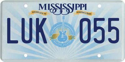 MS license plate LUK055