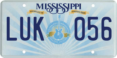 MS license plate LUK056