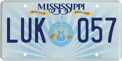 MS license plate LUK057