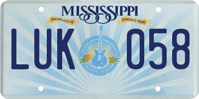MS license plate LUK058