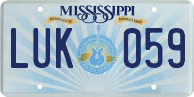 MS license plate LUK059