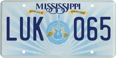 MS license plate LUK065