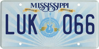 MS license plate LUK066
