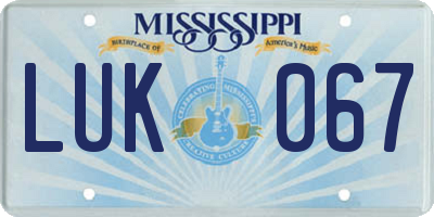 MS license plate LUK067