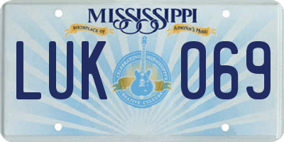 MS license plate LUK069