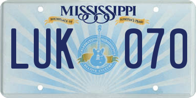 MS license plate LUK070
