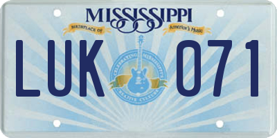 MS license plate LUK071