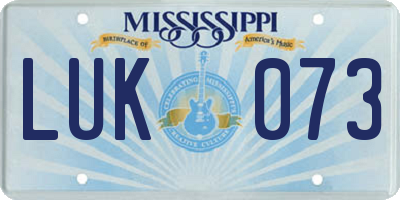 MS license plate LUK073