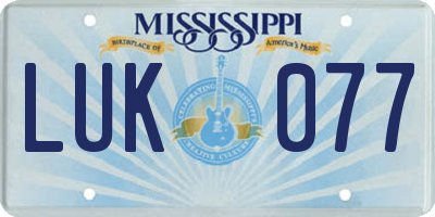 MS license plate LUK077