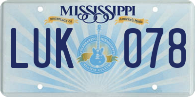 MS license plate LUK078