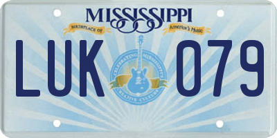 MS license plate LUK079