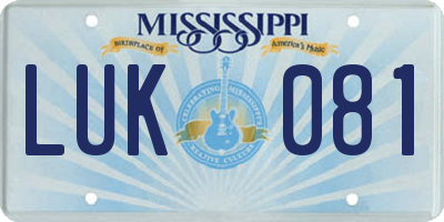 MS license plate LUK081