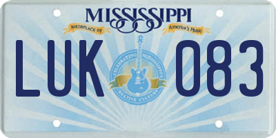 MS license plate LUK083