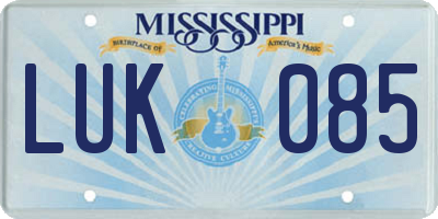 MS license plate LUK085