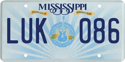 MS license plate LUK086