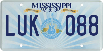 MS license plate LUK088