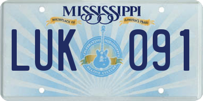 MS license plate LUK091