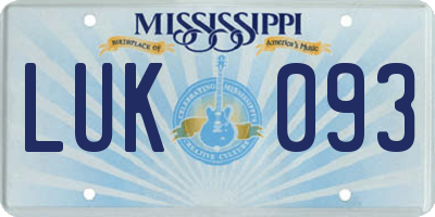 MS license plate LUK093