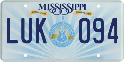 MS license plate LUK094