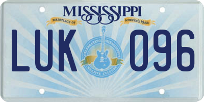 MS license plate LUK096
