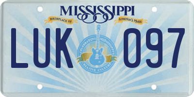 MS license plate LUK097