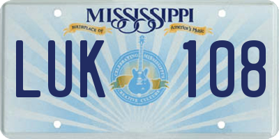 MS license plate LUK108