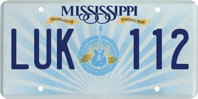 MS license plate LUK112