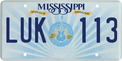 MS license plate LUK113