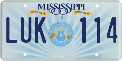 MS license plate LUK114