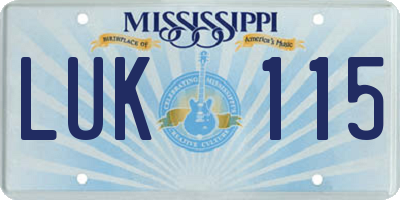 MS license plate LUK115
