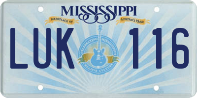 MS license plate LUK116