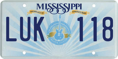 MS license plate LUK118