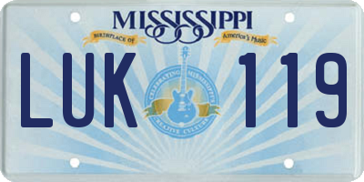 MS license plate LUK119