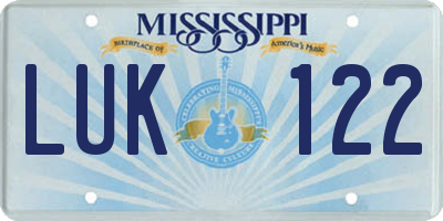 MS license plate LUK122