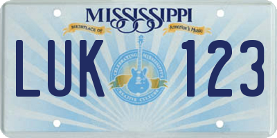 MS license plate LUK123