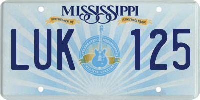 MS license plate LUK125