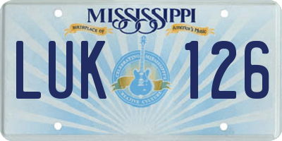 MS license plate LUK126