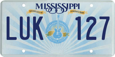 MS license plate LUK127