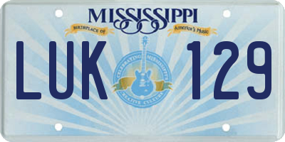 MS license plate LUK129