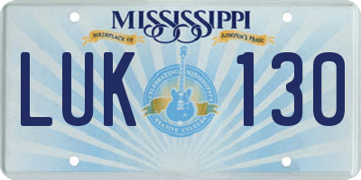 MS license plate LUK130