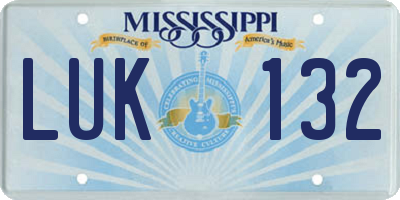 MS license plate LUK132