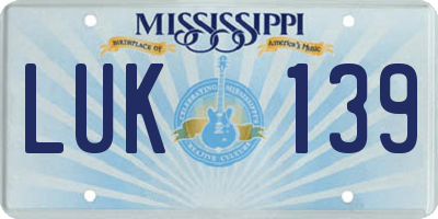 MS license plate LUK139