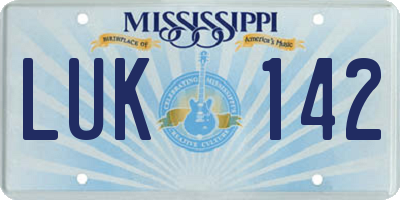 MS license plate LUK142