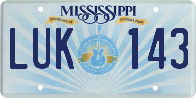 MS license plate LUK143