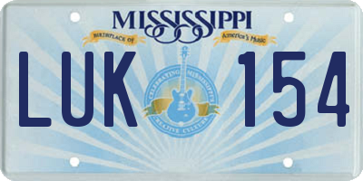 MS license plate LUK154