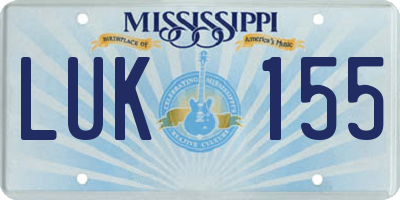 MS license plate LUK155
