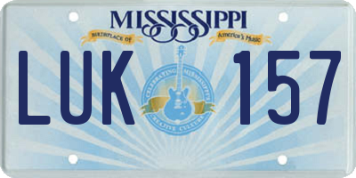 MS license plate LUK157