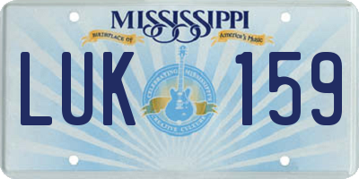 MS license plate LUK159