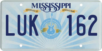 MS license plate LUK162