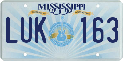 MS license plate LUK163